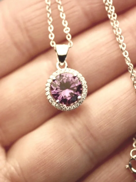 Color Change Alexandrite Pendant Sterling Silver or 18k Rose Gold Vermeil - Picture 6 of 11